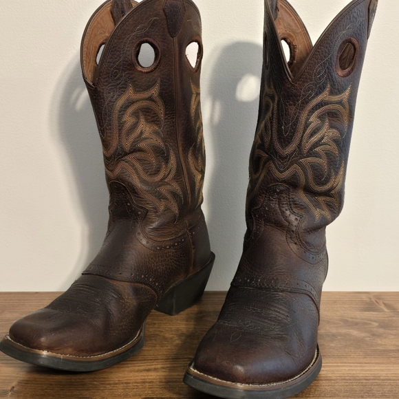 Justin Stampede Western Leather Cowboy Boots Style 2523 Men's Size 8.5D - Picture 4 of 13